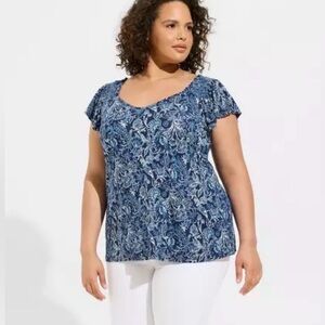 Torrid Blue Patterned Blouse
